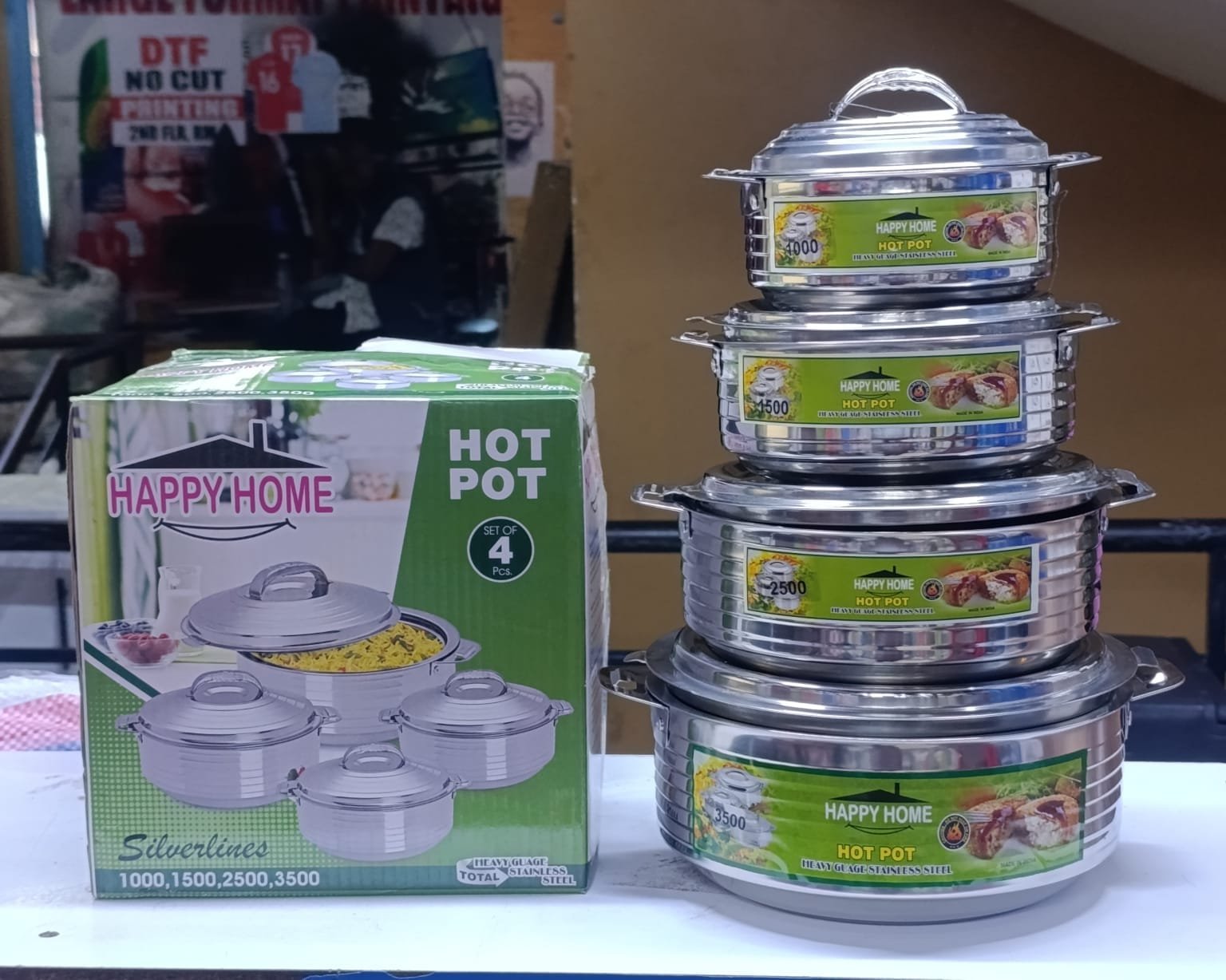 4PCS HAPPY HOME STAINLESS STEEL HOTPOTS