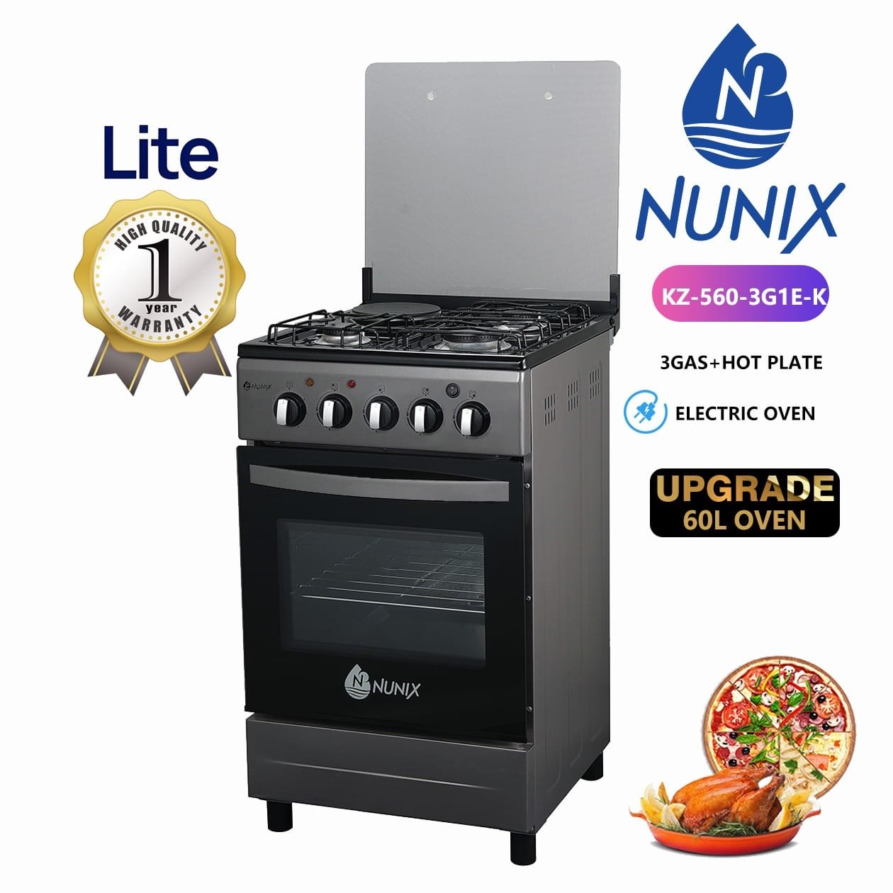 Nunix Standing Cooker 50X60 3+1 KZ560 Lite